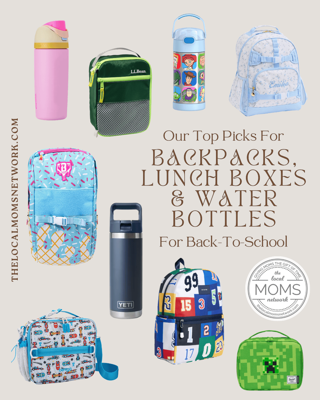 Top backpack, lunch box, and water bottle picks for back-to-school from Ocean City Moms.